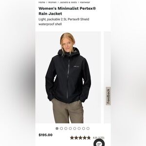NWT Marmot Black Pertex Rain Jacket